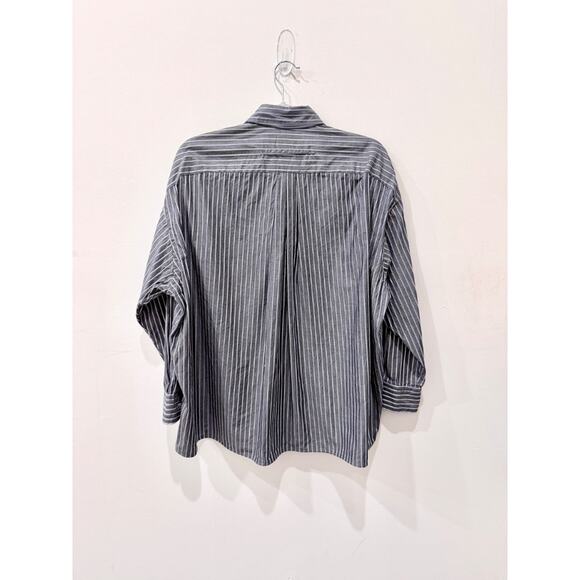 TICCA Somelos Tecidos Striped High-Low Button Down Shirt Gray Women's F/One Size - Picture 2 of 5